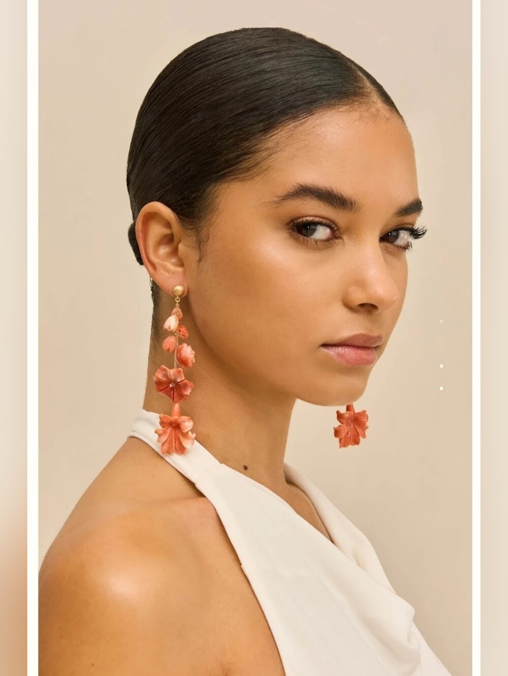 Cult Gaia Coral Floral Drop Earrings - Rose Color - - Picture 2 of 5
